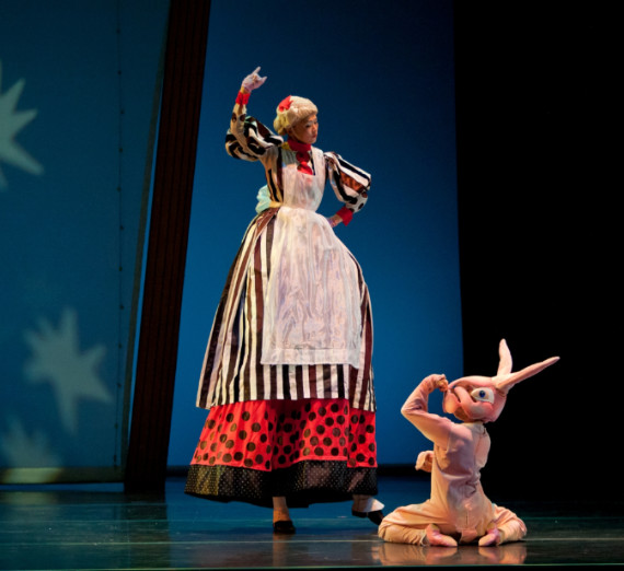 Alumna Miranda Heckman  (‘16, B.A. Biology; Minor, Dance) in a costume designed for "The Dancing Spokane River" production she choreographed