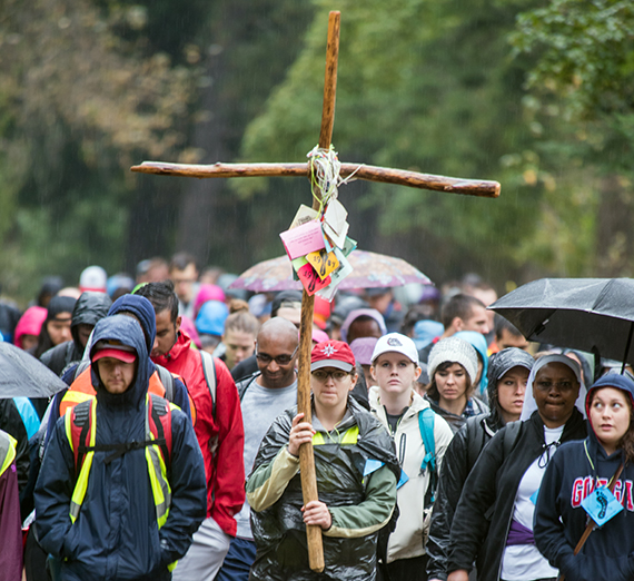 prayer flags on a cross