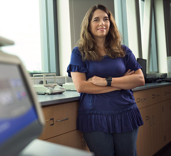 Jennifer Shepherd, Ph.D., stands the lab on Gonzaga's campus. 