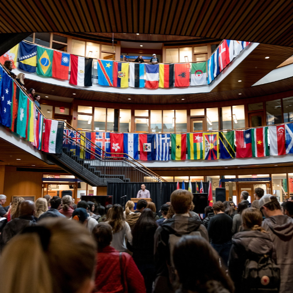 Mikel Brogan at the unveiling of the “A River of Belonging” mosaic at École Heritage Park Middle School in Mission, British Columbia. (Image courtesy Mikel Brogan)